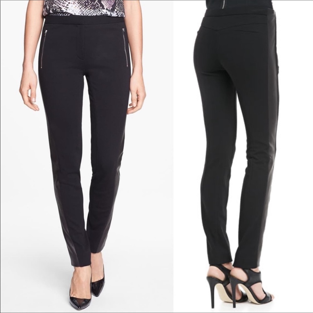 DVF Leather Side Stripe Ponte Zipper pants black Furstenberg 8
